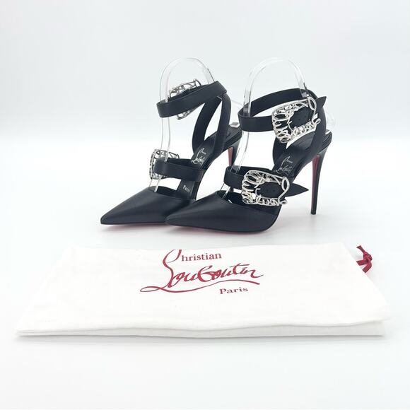 NEW Christian Louboutin Giddylina 100 Pointed Toe Strappy Stiletto Pumps 37 - Picture 2 of 9